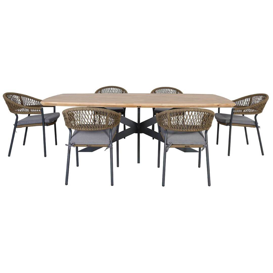 Bali 6 Seat Oval Dining Set with Interchangeable Cushion Covers