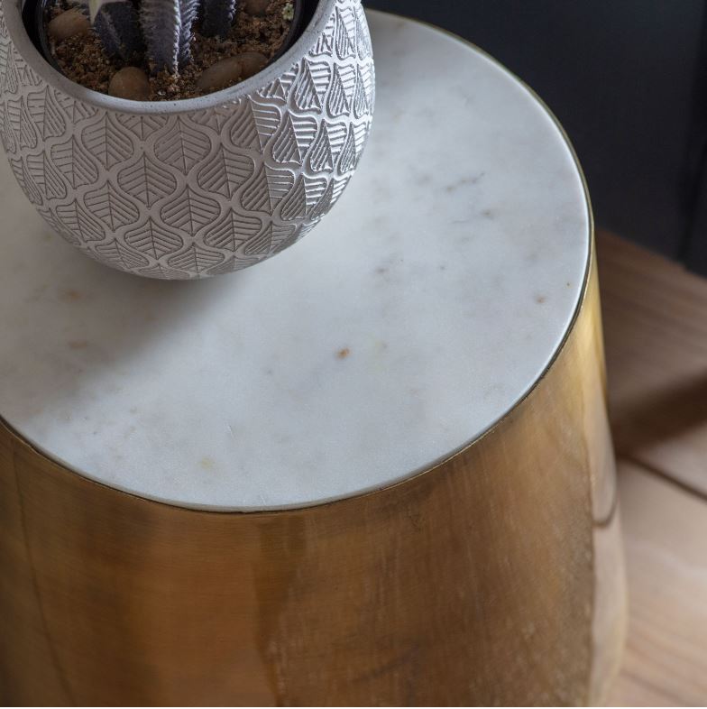Brass & White Marble Side Table