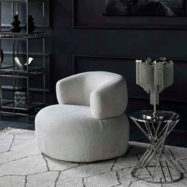 White boucle armchair / accent chair  