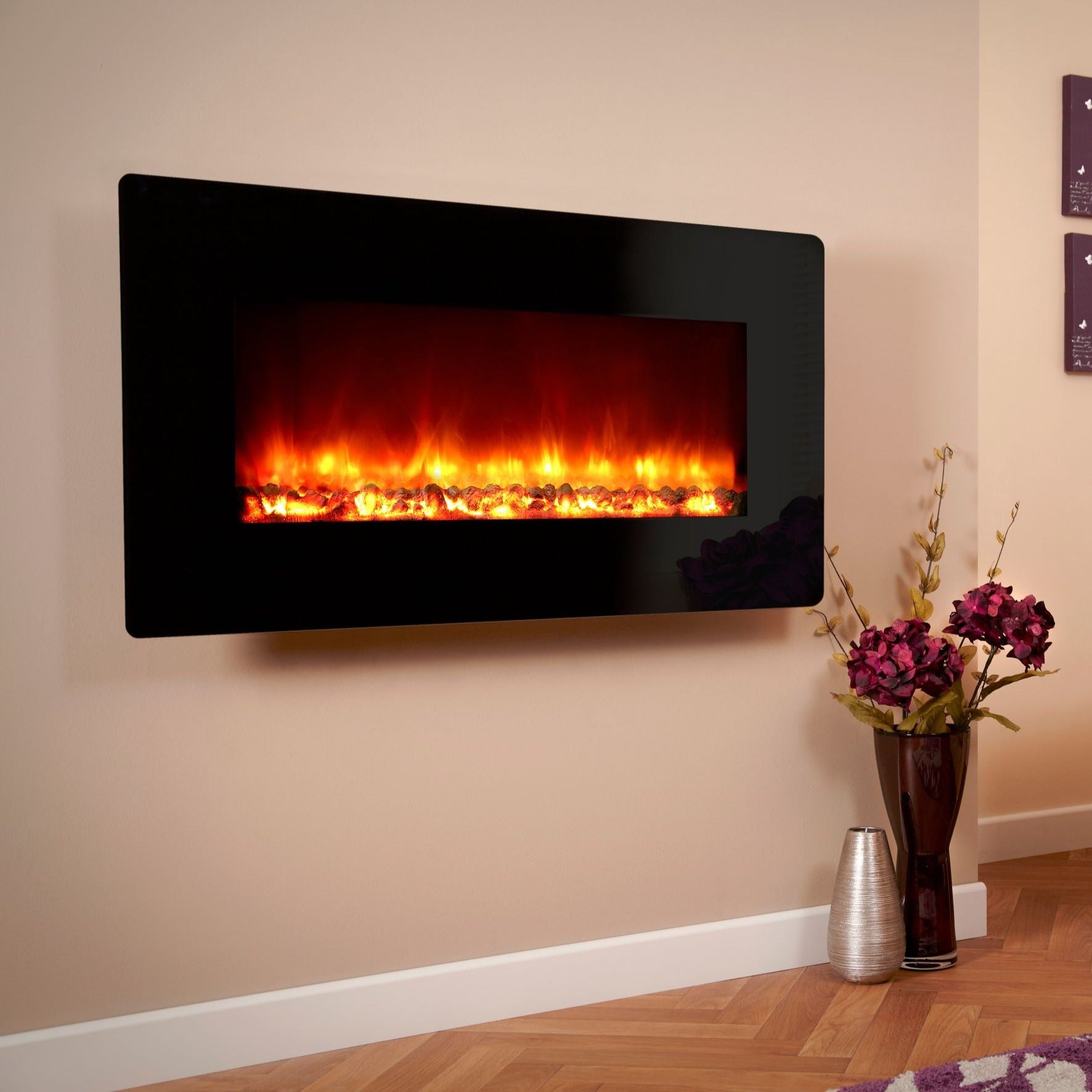 Electriflame XD 1100 Wall Mounted Electric Fire - Black Glass