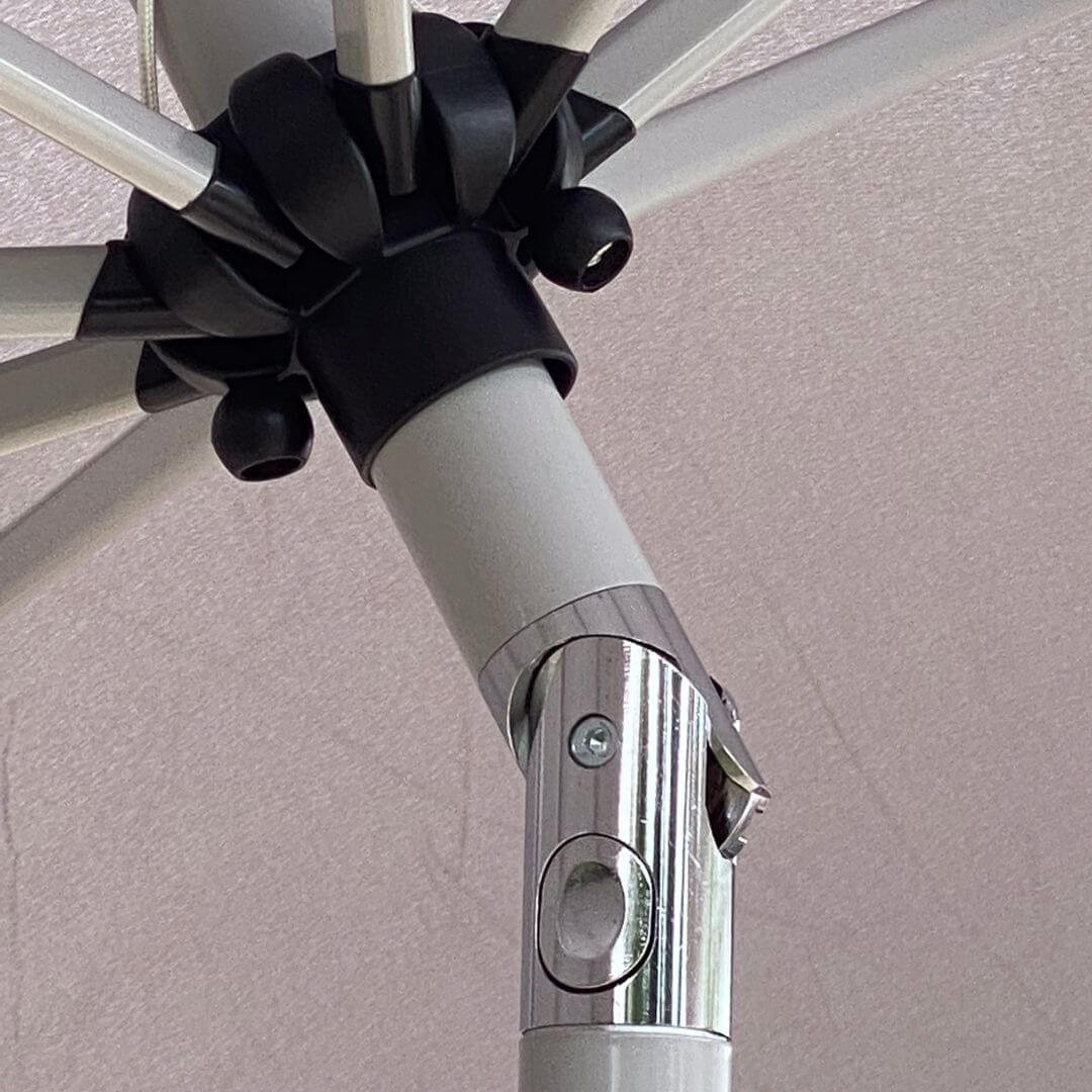 Close up of the parasol tilt mechanism.