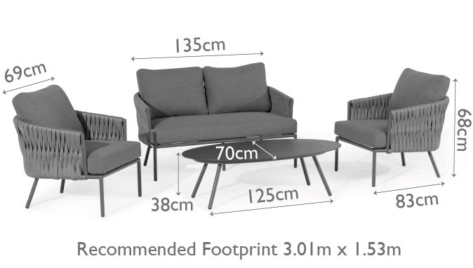 Marina 2 Seat Sofa Set Rope and Aluminium Outdoor Furniture