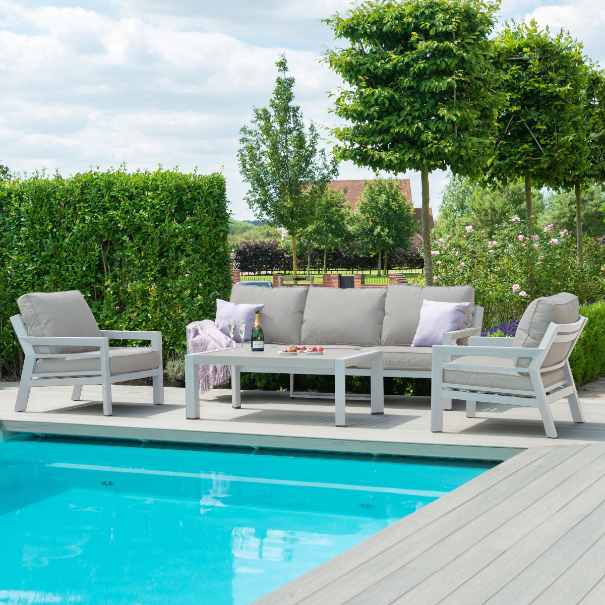 Aluminium 3 Seat Sofa Set #colour_white