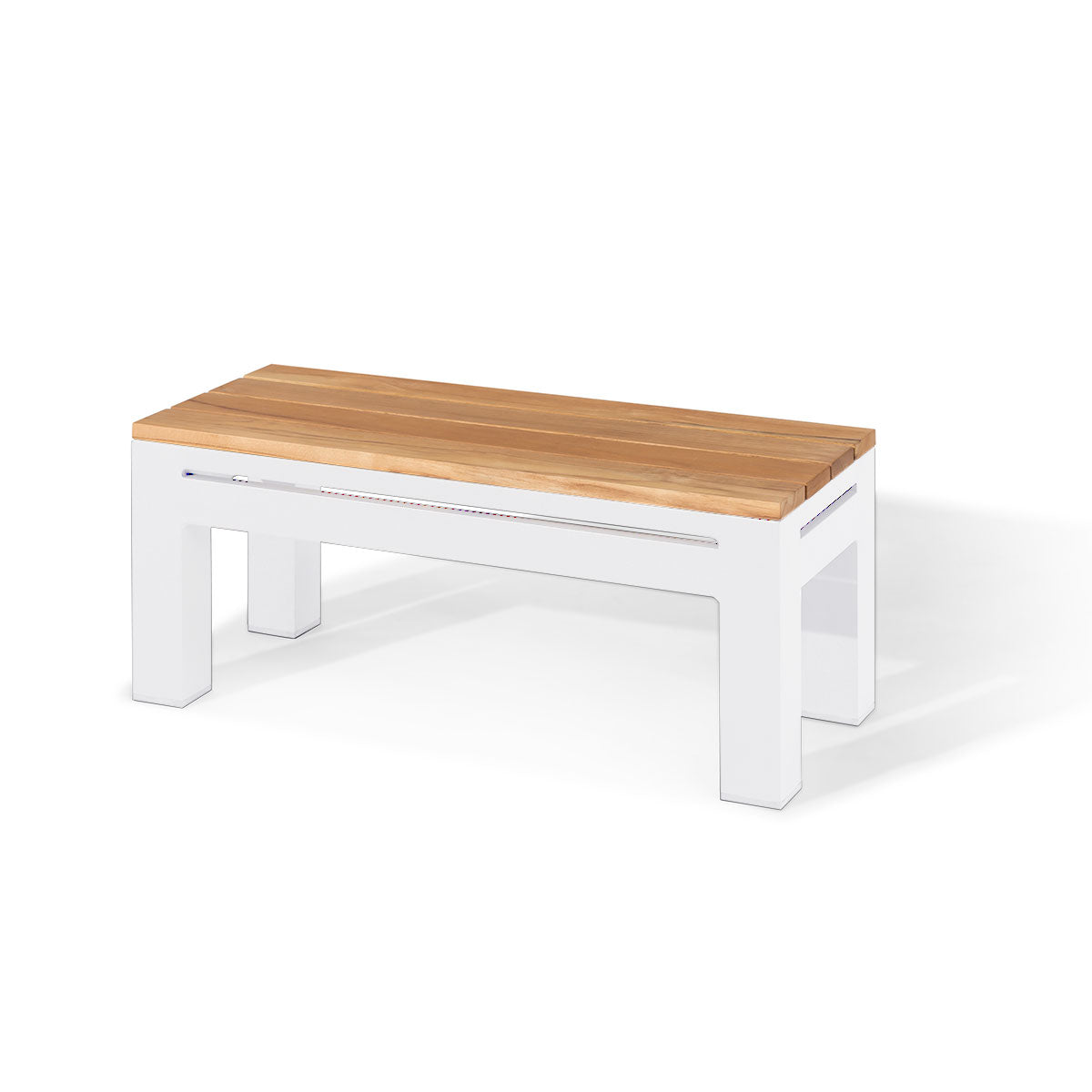 Aluminium rectangular side table with teak table top #colour_white