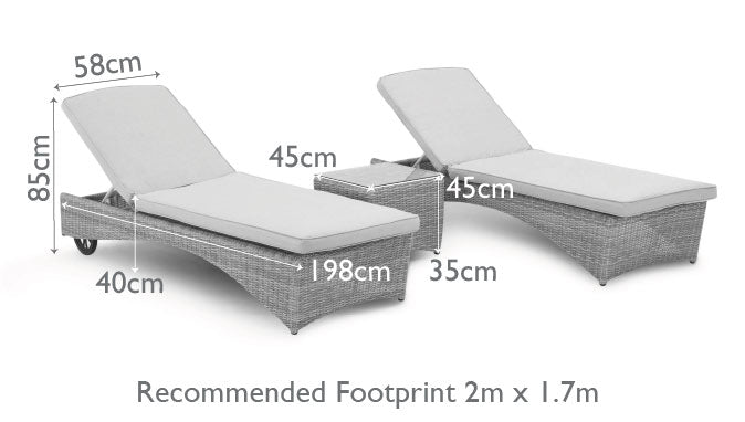 Oxford 3pc Sunlounger Set