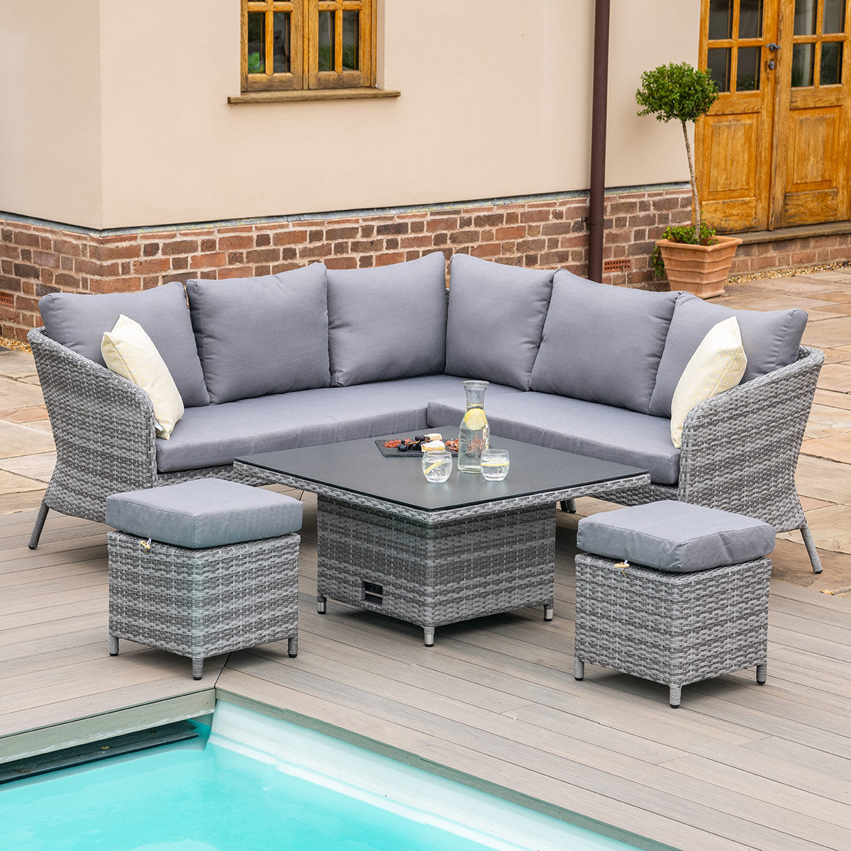Santorini Square Corner Dining Set with Rising Table