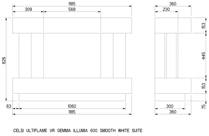 Ultiflame VR Gemma 600/ 800 Illumia Suite Textured White