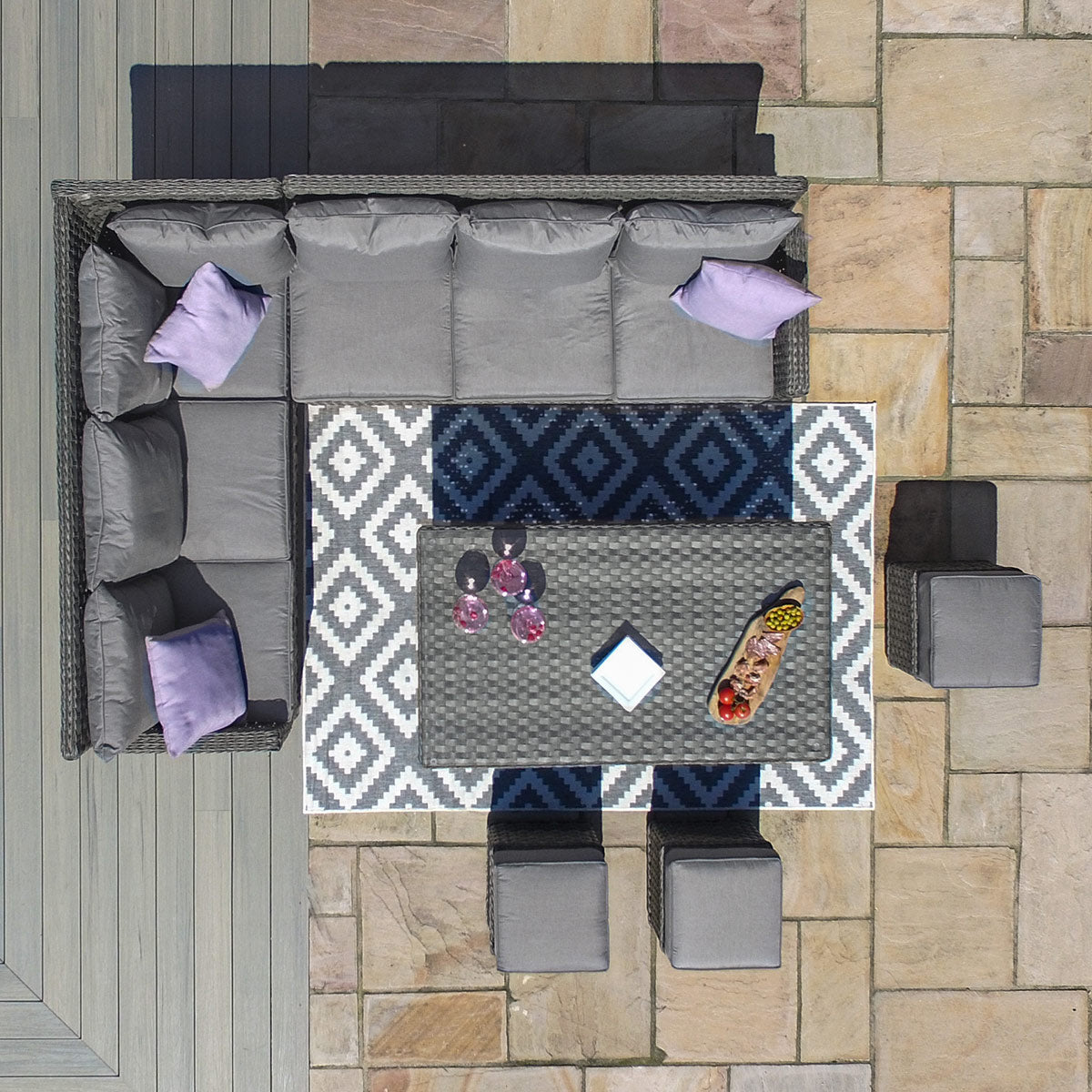 Victoria Rectangular Corner Dining Set with Rising Table