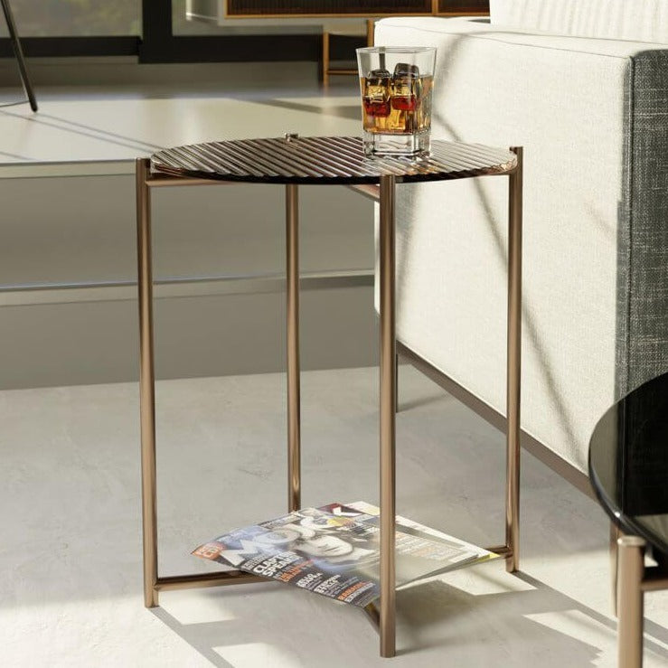 Amber Fluted Side Table