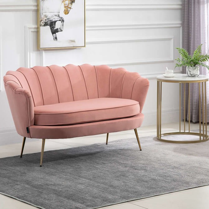 pink 2 seater shell sofa #colour_pink