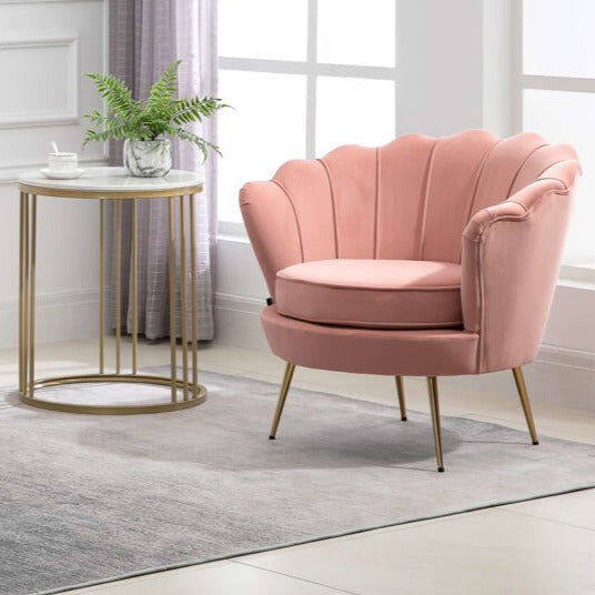 pink shell accent chair #colour_pink