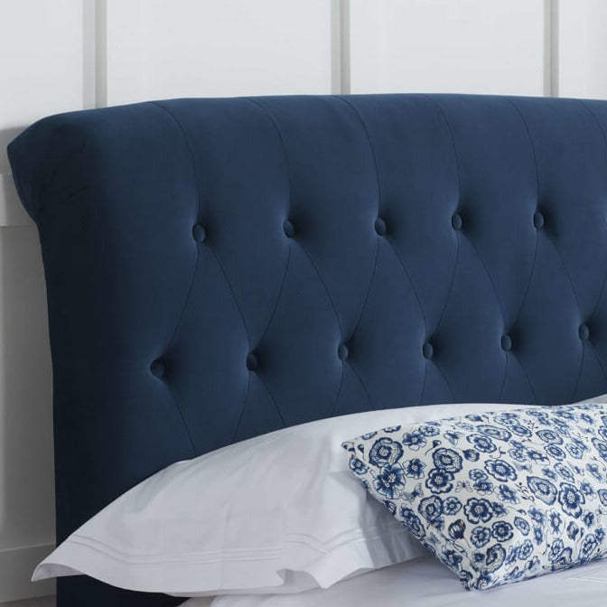 Blue fabric bed