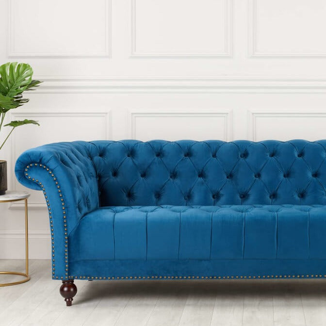 Blue 3 seater Chesterfield Sofa #colour_blue