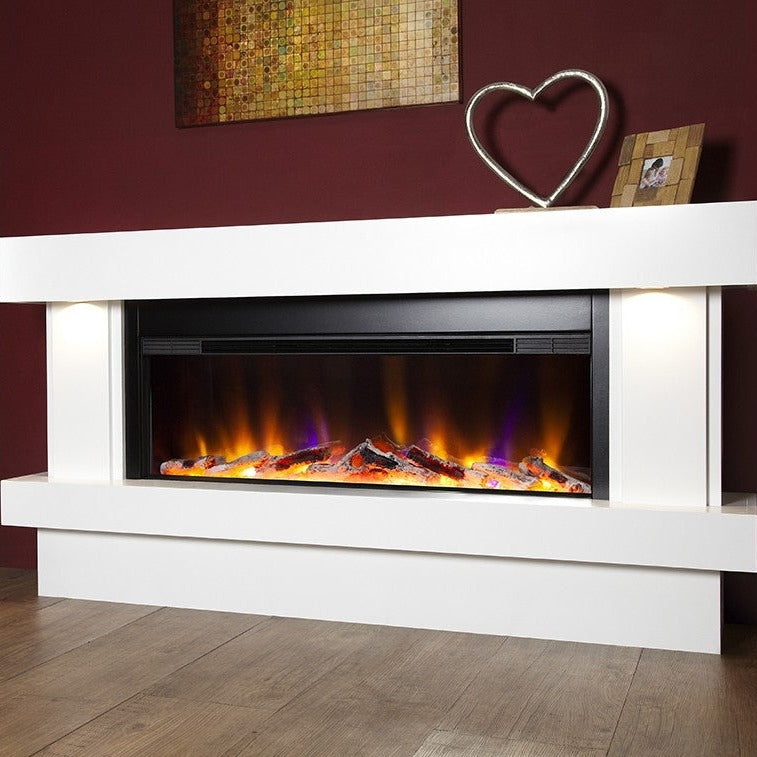 Ultiflame VR Orbital Illumia 33" Electric Fireplace Suite - Smooth White
