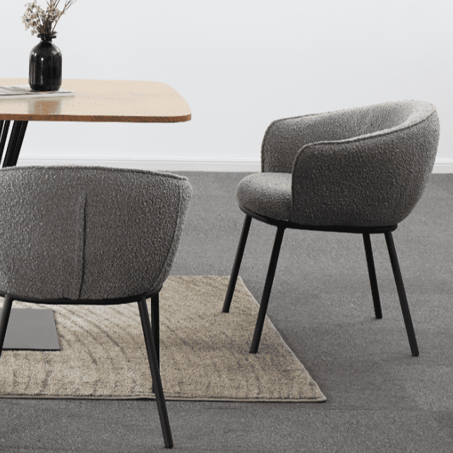 Grey Boucle Cup Dining Chair