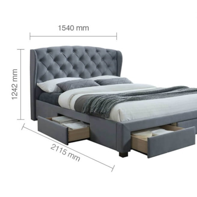 grey fabric bed