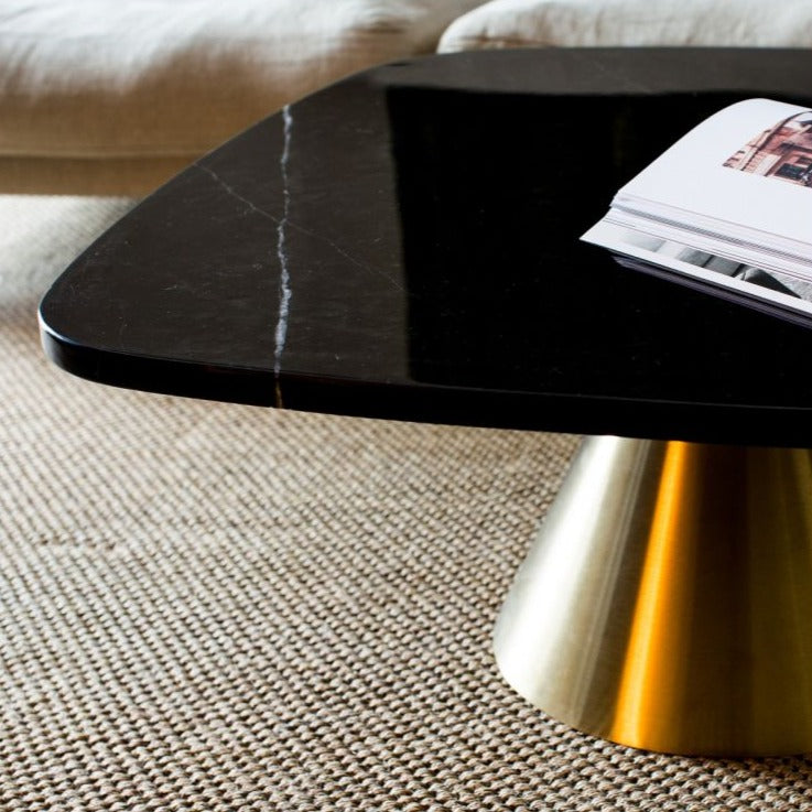 Small Black Marble Square Coffee Table