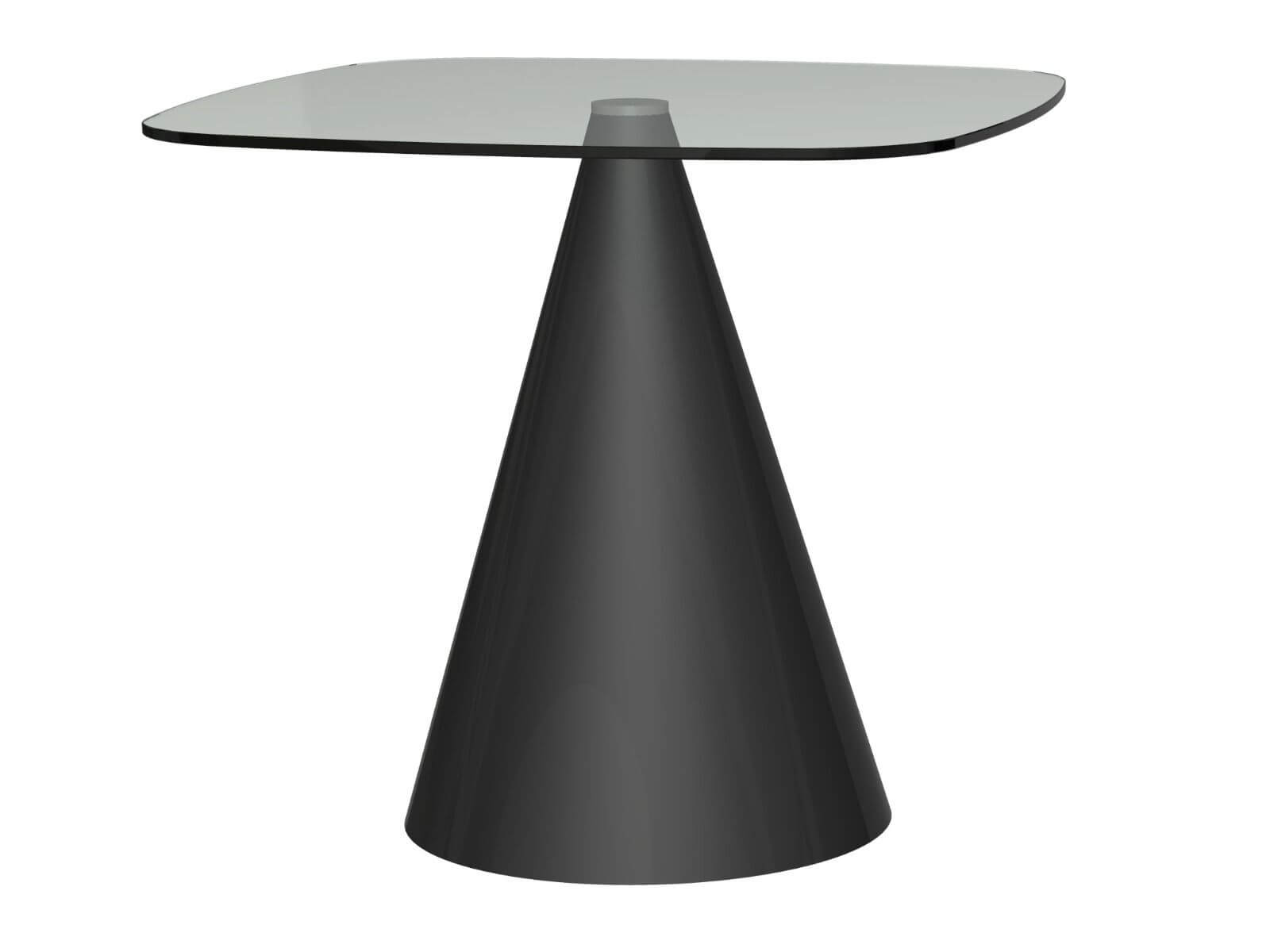 Small square glass table with black base