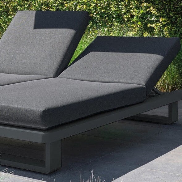 Grey Aluminium and Fabric Double Sun lounger