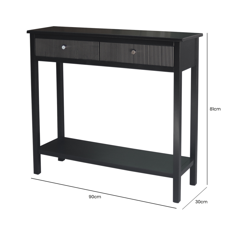 Diagram of a 2 drawer console table.