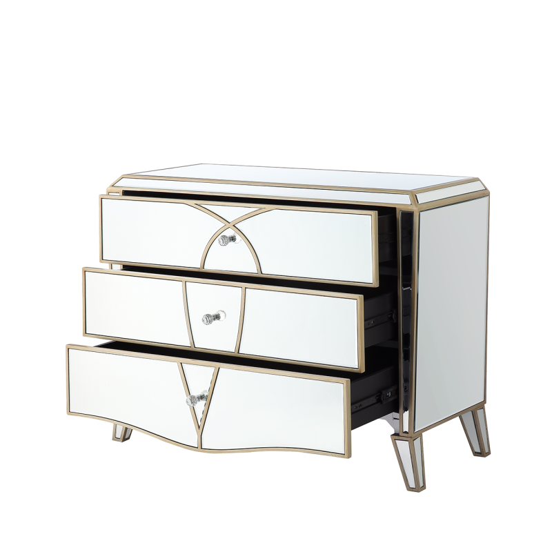 Mirrored dresser with gold trim deals