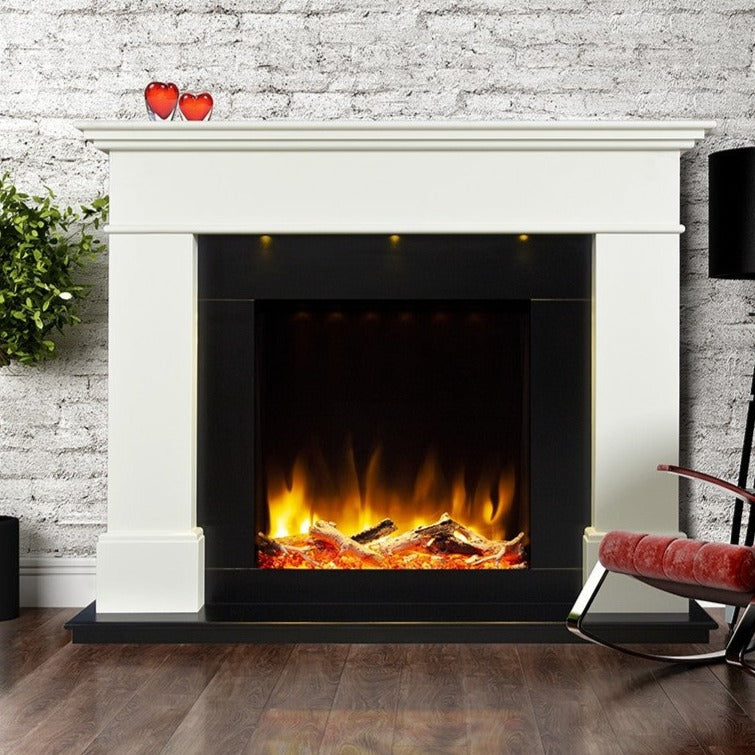 Ultiflame VR Adour Asencio Illumia Electric Fireplace Suite - Black Hearth Smooth White
