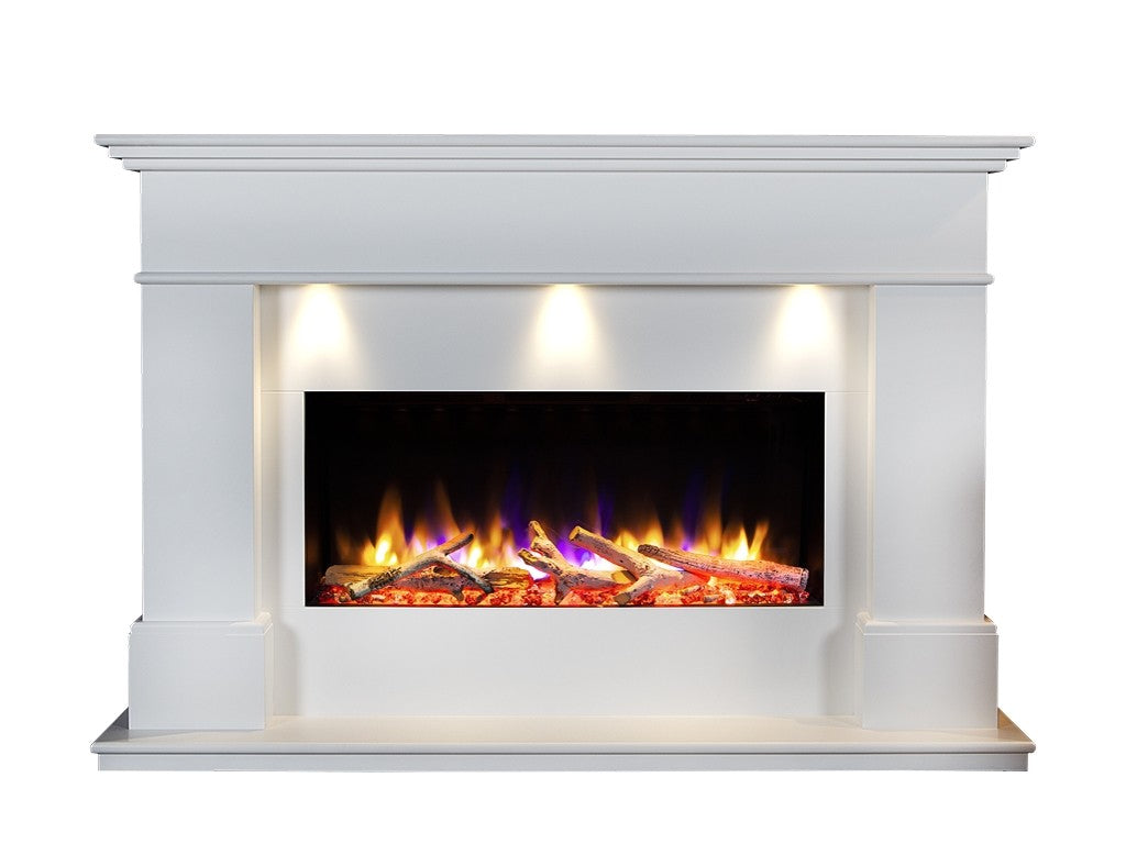 Ultiflame VR Adour Elite Illumia 33" Electric Fireplace Suite - Smooth White