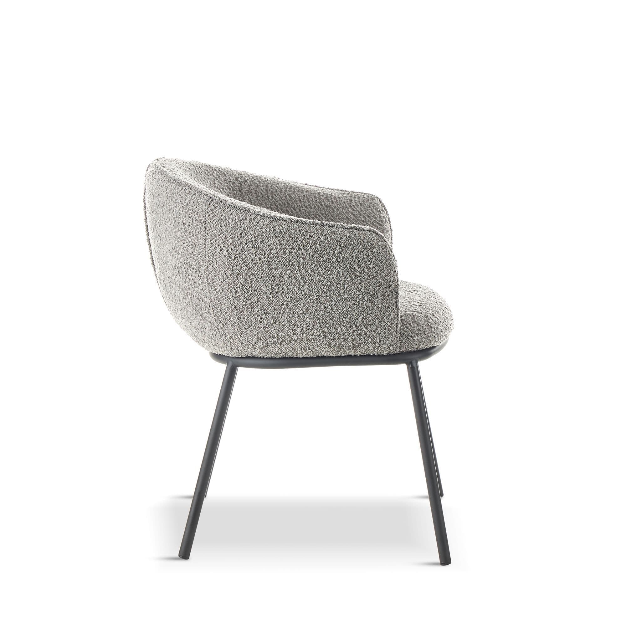 Grey Boucle Cup Dining Chair